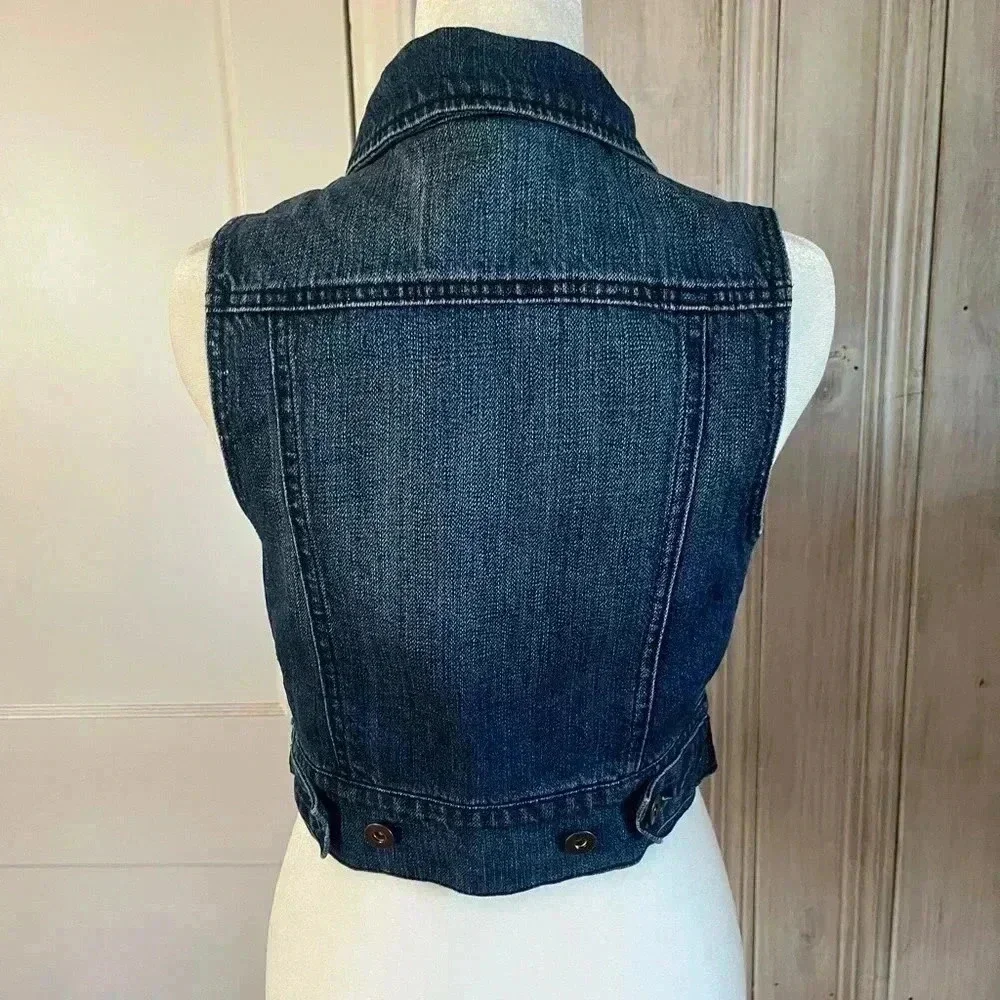 y2k forever 21 Denim waistcoat vest Western Boho Cottage Core coastal cowgirl XS - Picture 4 of 9